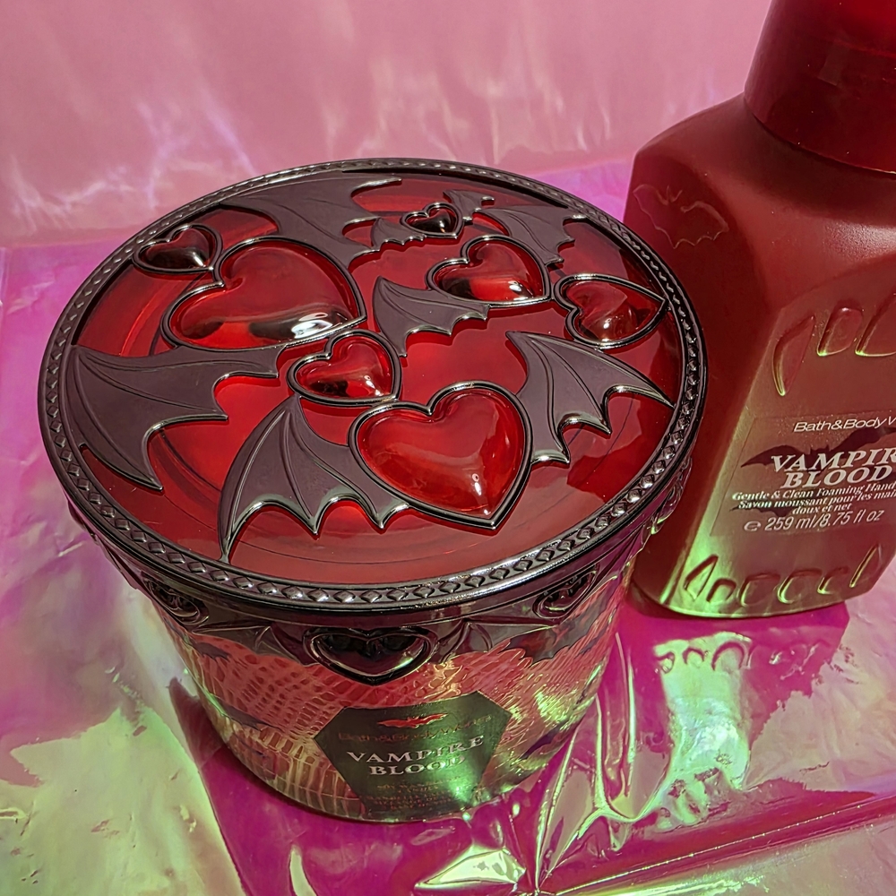 Bath & Body Works: Vampire Blood 3 Wick Candle + Vampire Blood Gentle Hand Soap - Picture 4 of 7